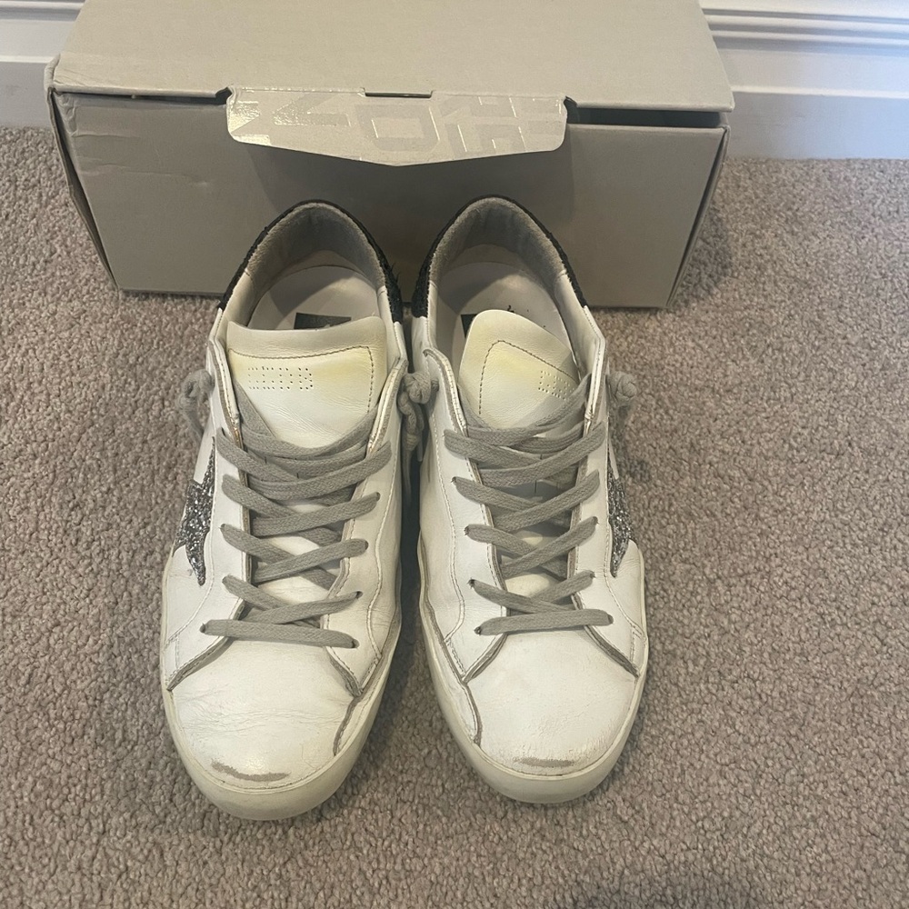 Golden Goose White Sneakers with Silver Star - Picture 9 of 14